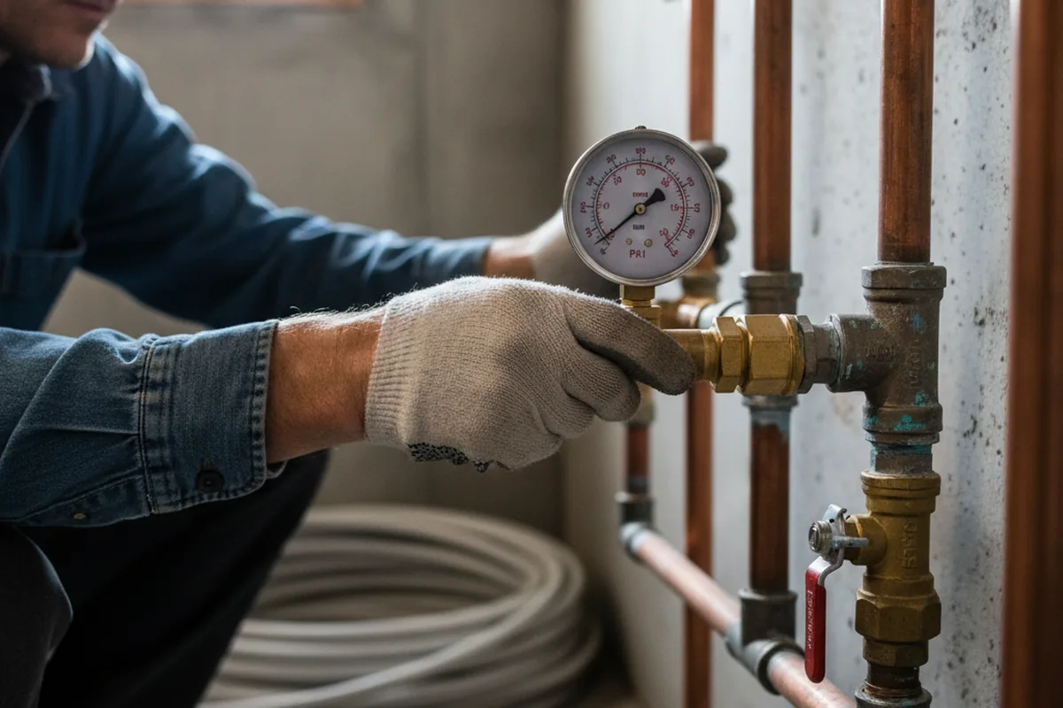Pressure testing a repaired line during Water Line Repair in Nesconset